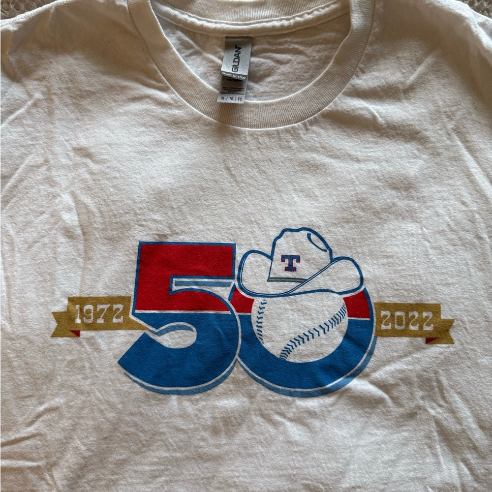 Texas Rangers 50th Anniversary White T-Shirt